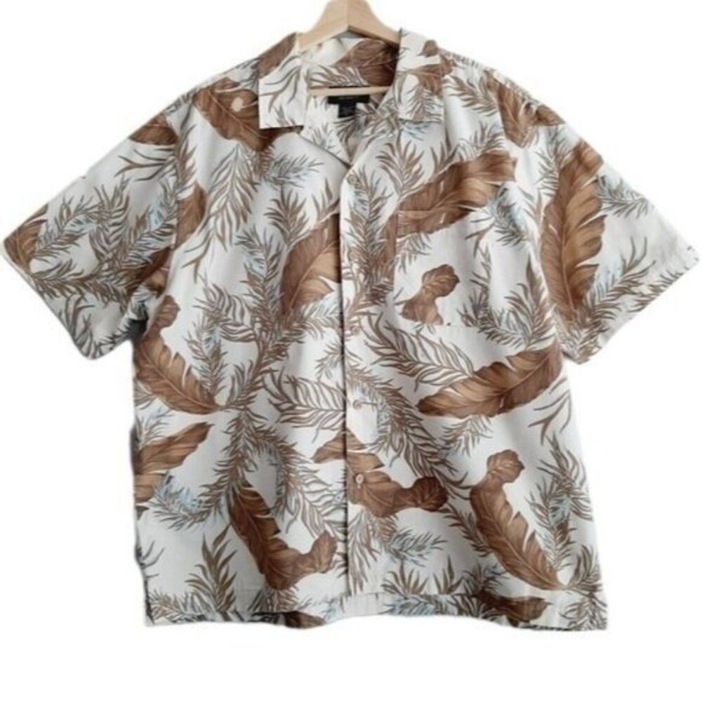 EDDIE BAUER Relaxed Fit Tropical Print Short Sleeve Top Sz XL